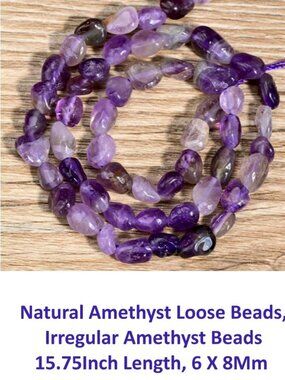 Natural Amethyst Loose Beads,  Irregular Amethyst Beads  15.75Inch Length, 6 X 8